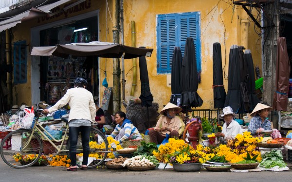 Flower Vendors In Front of Hoi An's Market